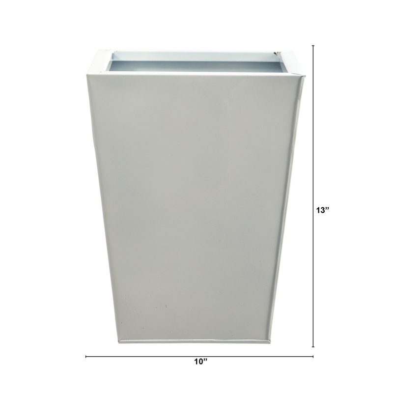 Pot à fleurs en métal Frankey, Blanc, H 13 po x l 10 po x P 10 po