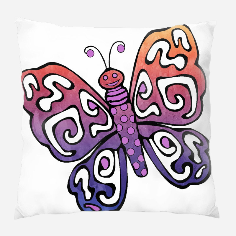 Coussin décoratif papillon Burk, Rose pâle, mauve pâle, Microsuède, Intérieur