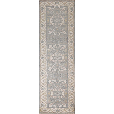 Tapis de couloir oriental gris Oushak 3 x 10