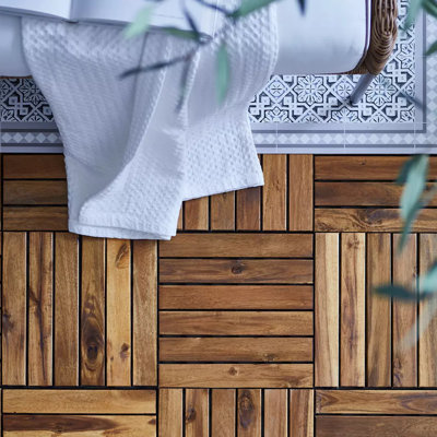 Zariah 11.8'' L x 11.8'' W Solid Wood Tile
