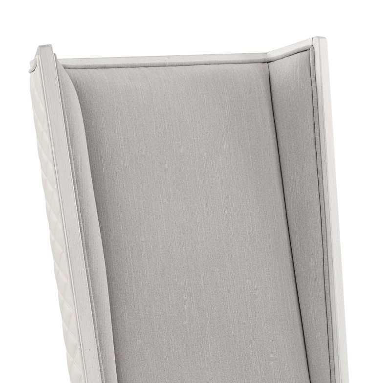 Chaise d'appoint en lin gris clair et blanc vieilli, ensemble de 2