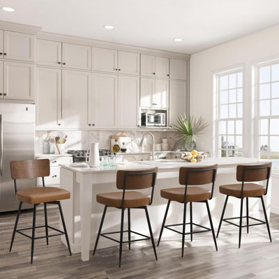 Swivel Upholstered Counter Stool with Metal Frame