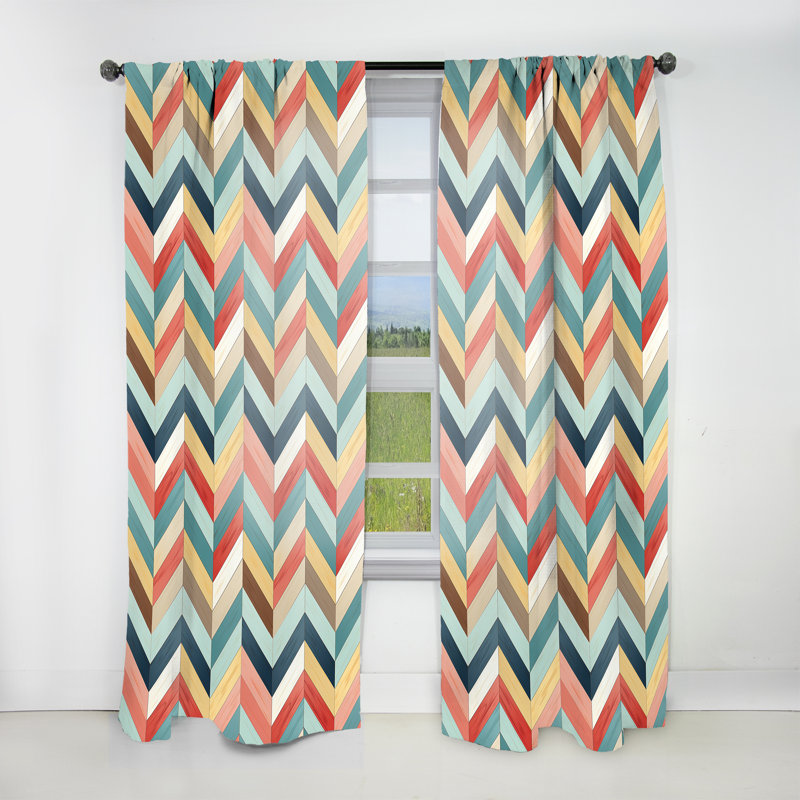 Farmhouse Wood Board Chevron I - Rideau à chevrons - Rideau à chevrons obscurcissant - 1 panneaux, L 52 po x L 120 po