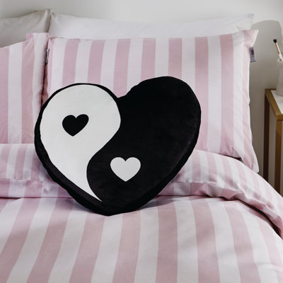 Sassy B Ying To My Yang Heart Shaped Soft Touch Cushion Black White