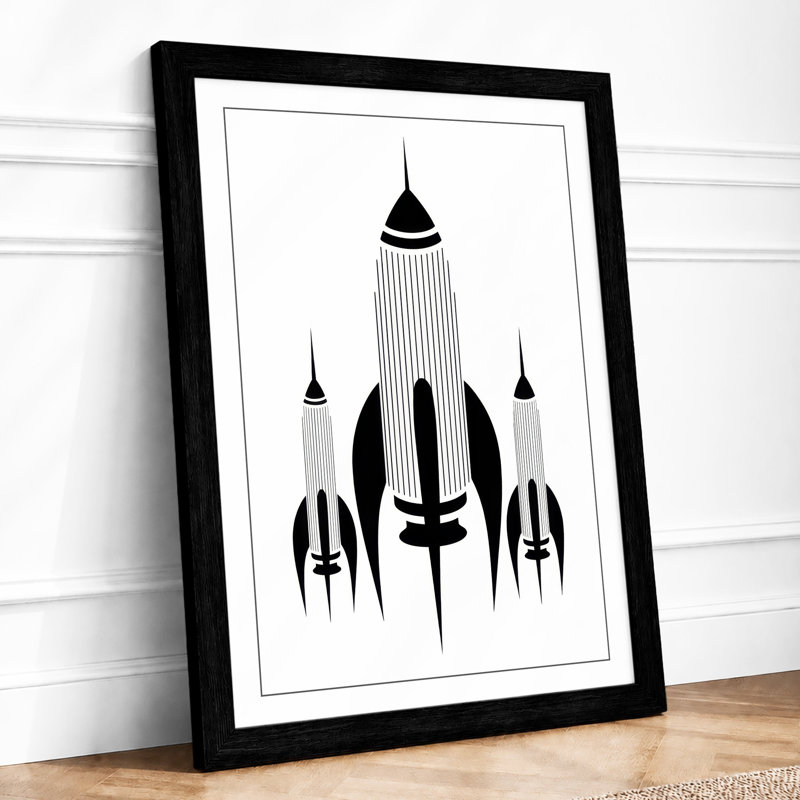 Rocket Fleet Ascent Mid-Century - Framed Print, A1 - 84.1 x 59.4 cm, Black