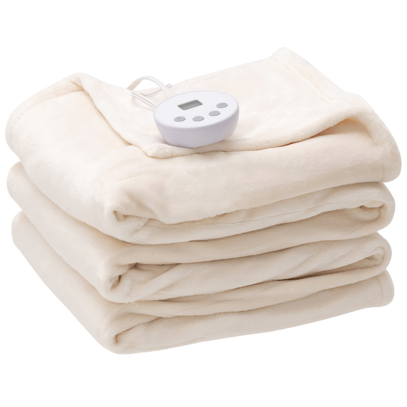 Jeté en flanelle , L 62 po x L 84 po, Beige