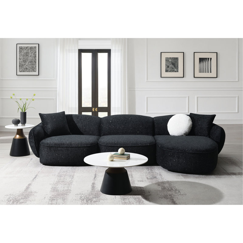 Canapé modulaire en tissu noir et blanc avec 3 coussins Lucifer