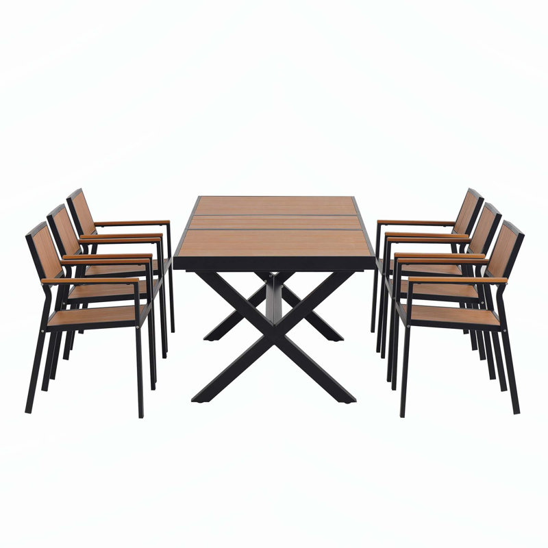 Outdoor Dining Set with Flexible Chairs and Extendable Table for Versatile Use, Black