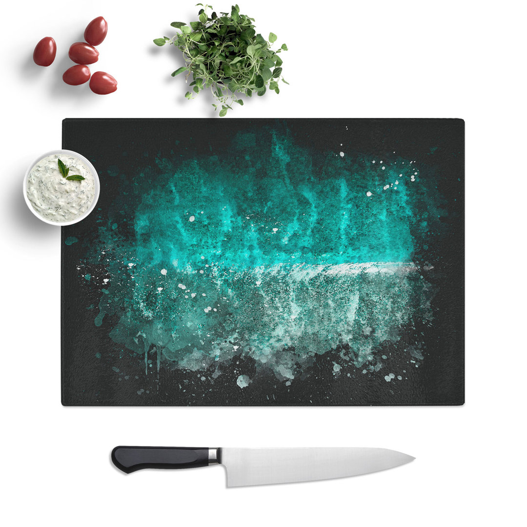 Tempered Glass Wave in the Maldives Paint Splash Chopping Board