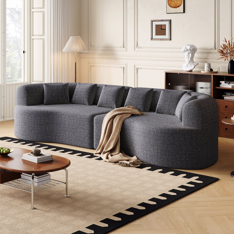 Canapé modulaire incurvé surdimensionné Boneless, 106,3 po, sans nuage, sans os, avec 6 coussins, chenille luxueuse, canapé à quatre places en mousse viscoélastique avec assise profonde