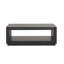 Table basse rectangulaire de style contemporain avec socle et tablette inférieure ouverte au fini noir