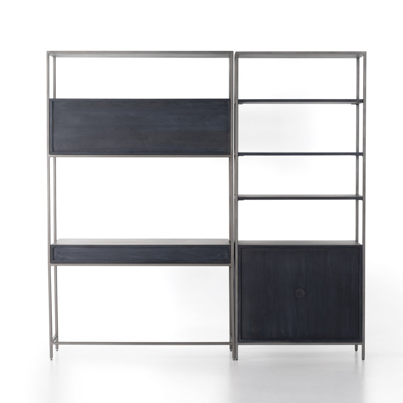Trey Modular Bookcase Wall Desk, Black