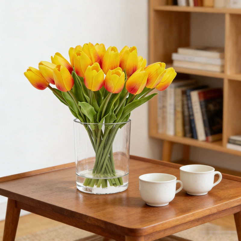 Arrangement floral artificiel, Yellow, 8" x 10.6"