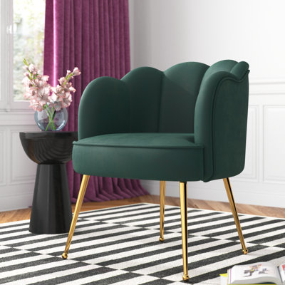 Fauteuil demi-tonneau en velours de 25,6 po Kara