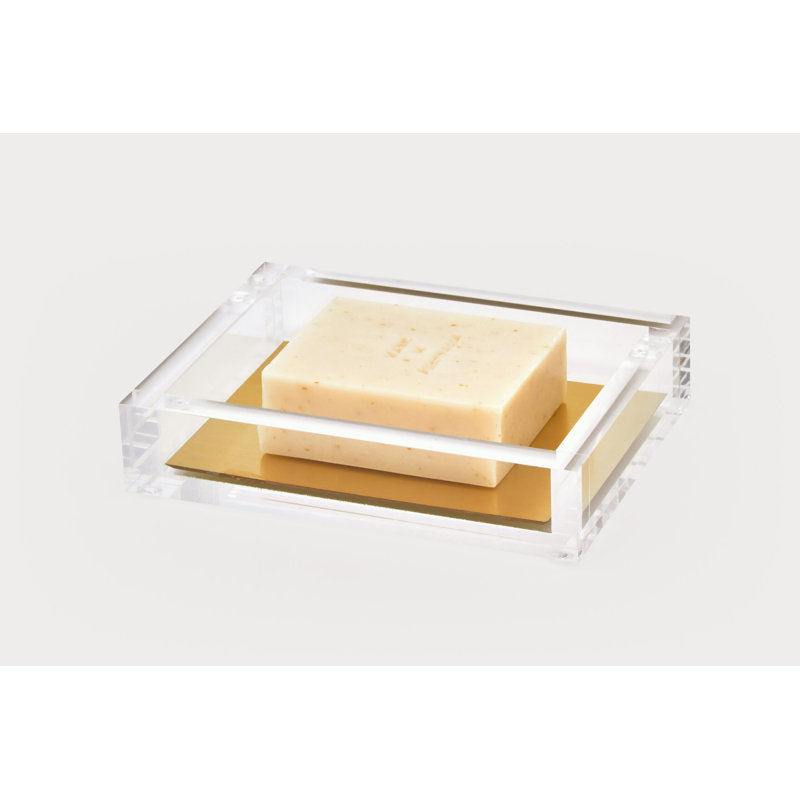 Acrylic Soap Dish 5"x4"x1", Gold