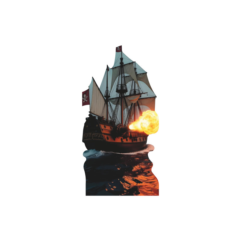 SP13477 Bateau pirate tirant des canons