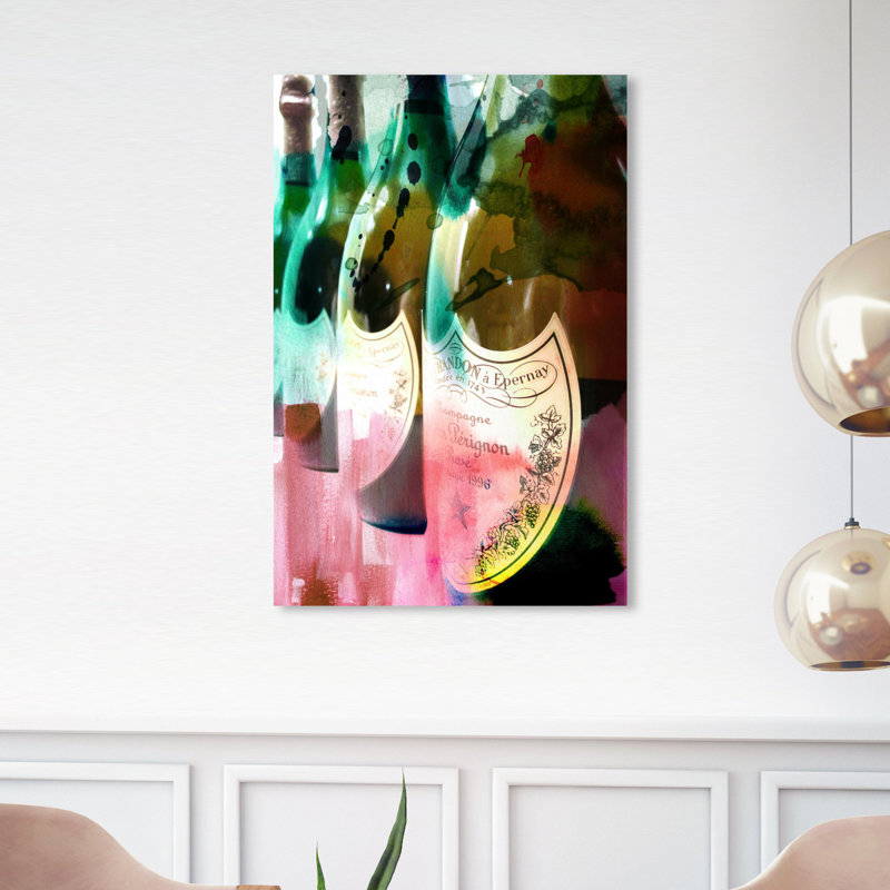 Champagne Feast - peinture sur toile tendue, H 30 po x l 20 po