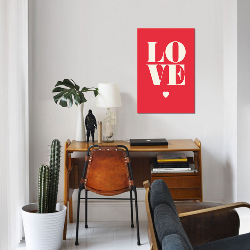 « love », impression sur toile, H 40 po x l 26 po x P 1,5 po, Toile tendue, Pas de tapis