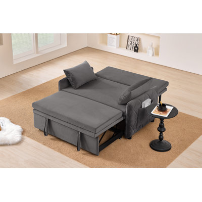 Canapé-lit convertible en velours de 51,2 po, causeuse à dossier réglable à 5 positions avec lit escamotable, poche latérale, canapé multifonctionnel à 2 places pour le salon, un appartement et un petit espace