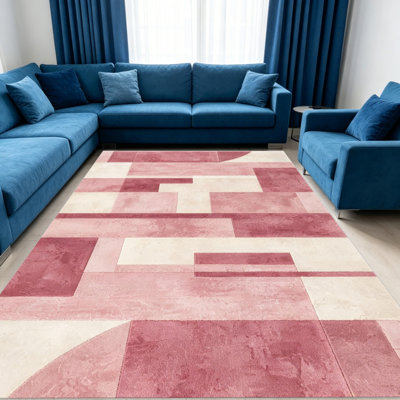 Tapis rosé pour le salon, doux et confortable, convient à toutes les saisons, facile à entretenir, tapis de sol intérieur lavable à la machine, sous la table de ferme convenant à la chambre à coucher, à la salle à manger, au bureau, au balcon, au patio