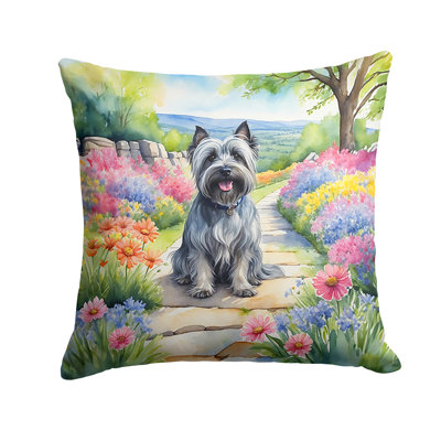 Skye Terrier Spring Path Throw Pillow