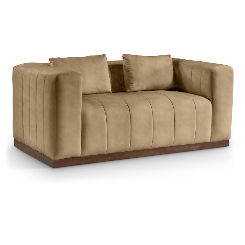Svetinka Vegan Leather Loveseat, Tan Vegan Leather