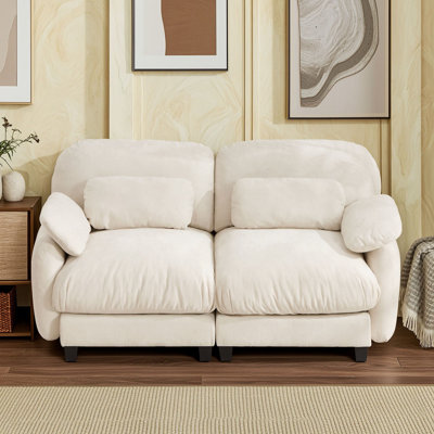 2-Seater Chenille Modular Cloud Sofa with Deep Seats and Lumbar Pillows