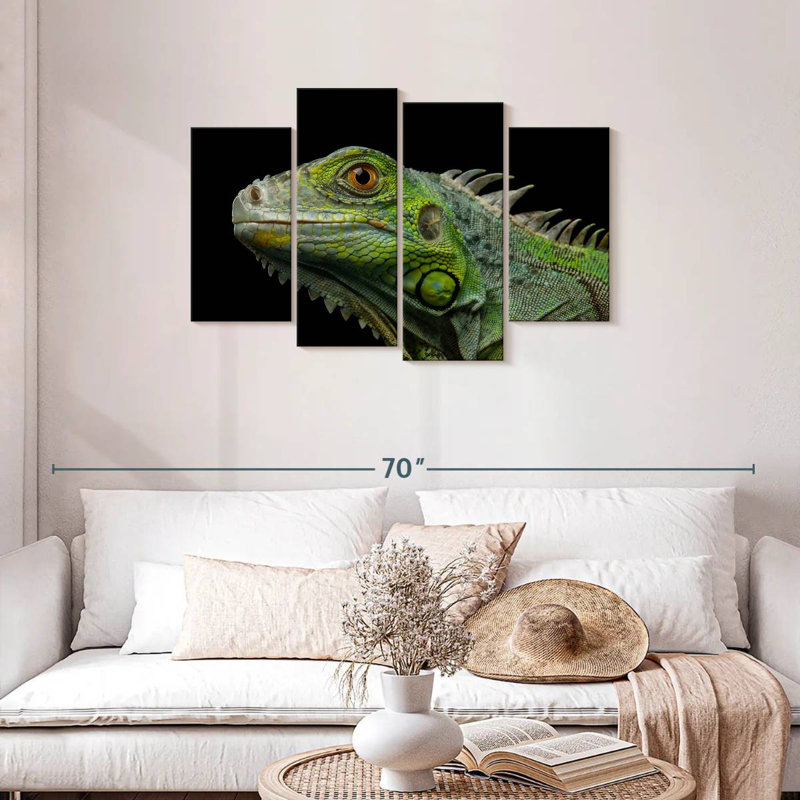 Tête d'iguane verte, H 27 po x l 43 po