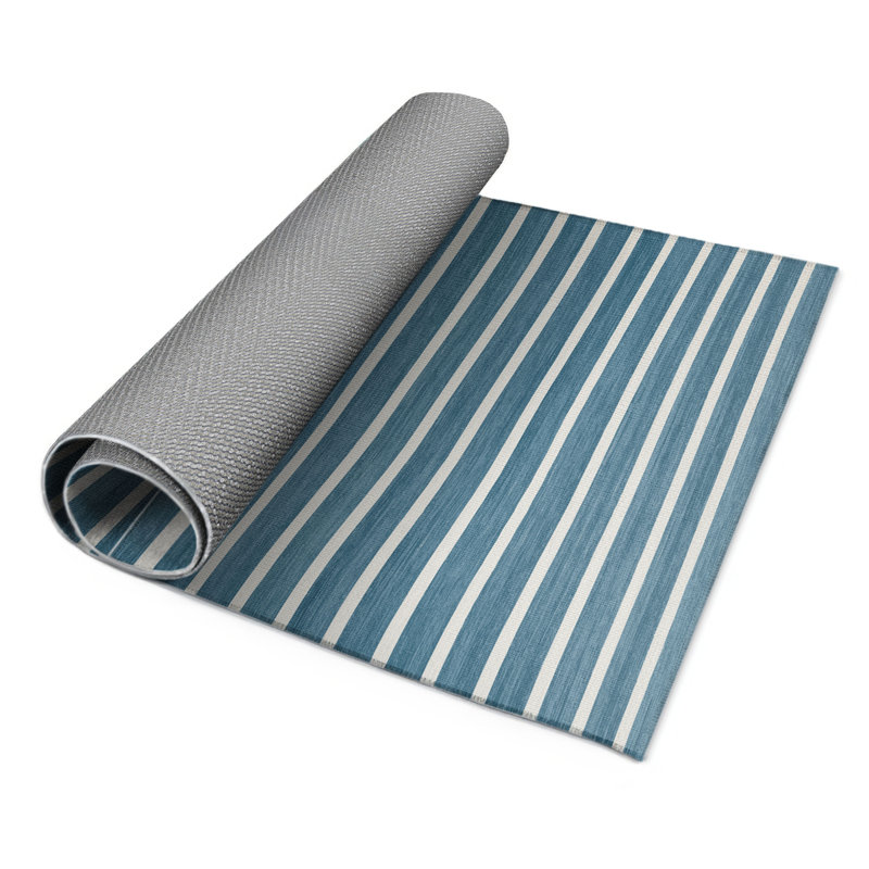 Tapis intérieur / extérieur gris HorizontalStripes, Rectangle 9 pi x 12 pi