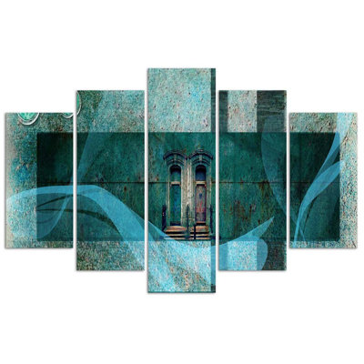 Blue Architecture Window 5 Piece Wall Art Set on Canvas