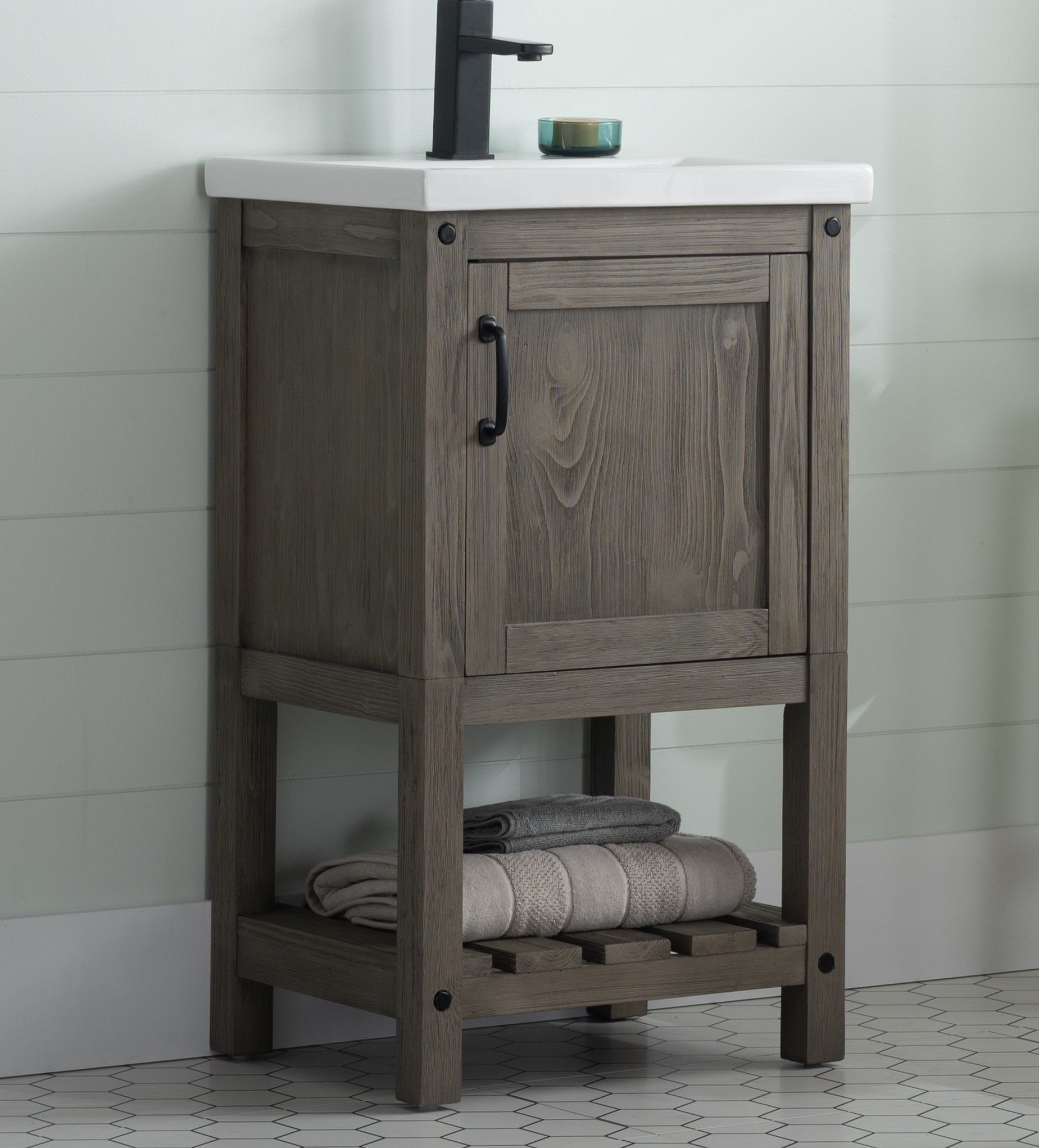 Ebern Designs Caitlan Solid Wood Freestanding Bathroom Shelves & Reviews