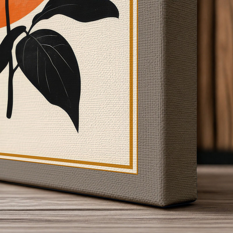 Blossom Under Moon Japandi - Wrapped Canvas, 24x16 - 61.0 x 40.6 cm, Taupe Border