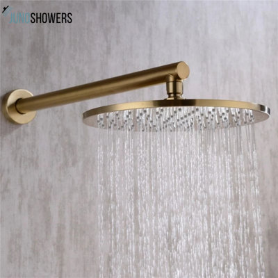 Juno Round Gold Wall Mount Single Handle Bathroom Shower