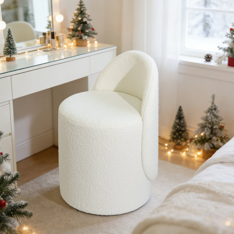 1pc, Dressing Stool, Bedroom Simple Backrest, Dressing Table, Non Rotatable Makeup Chair For Home Use, Dressing Room, Dressing Stool