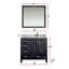 Meuble-lavabo de salle de bain 36 po X P 22 po D, dessus en quartz décalé à droite, ensemble de robinet et Miroirs-2143774607