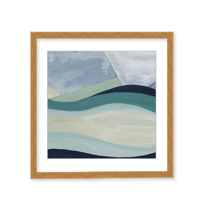Coastal Retreat Serene Waters: Abstract Seaside, 24" H x 24" W
