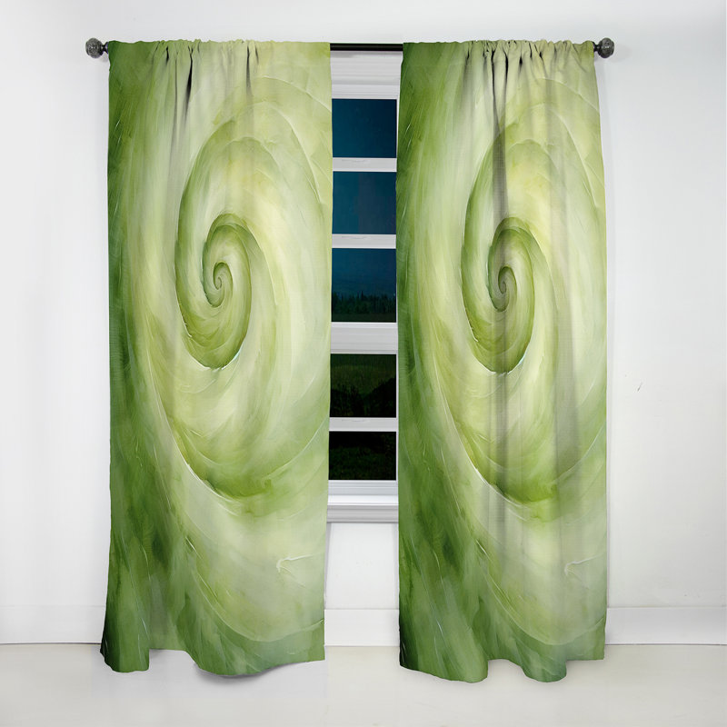 Green Serene Spiral Dreams - Rideau abstrait en spirale - Rideau occultant abstrait - 1 panneau, L 52 po x L 84 po