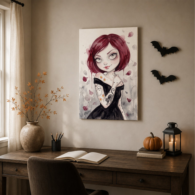 Art mural sur toile, "Fille aux cheveux rouges", H 40 po x l 28 po