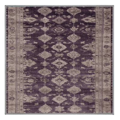 Machine Washable Overdyed Gray Area Rug