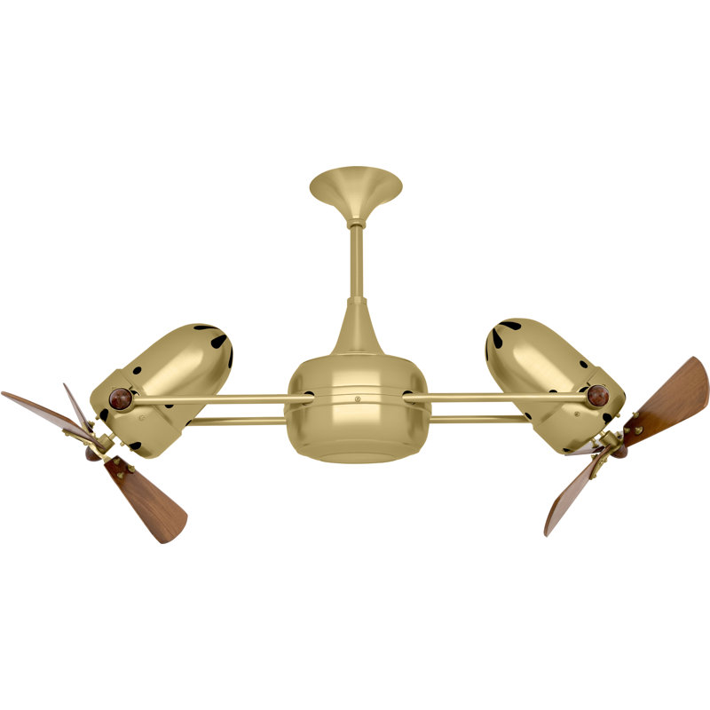 36" Duplo-Dinamico 3 Blade Ceiling Fan, Brushed Brass