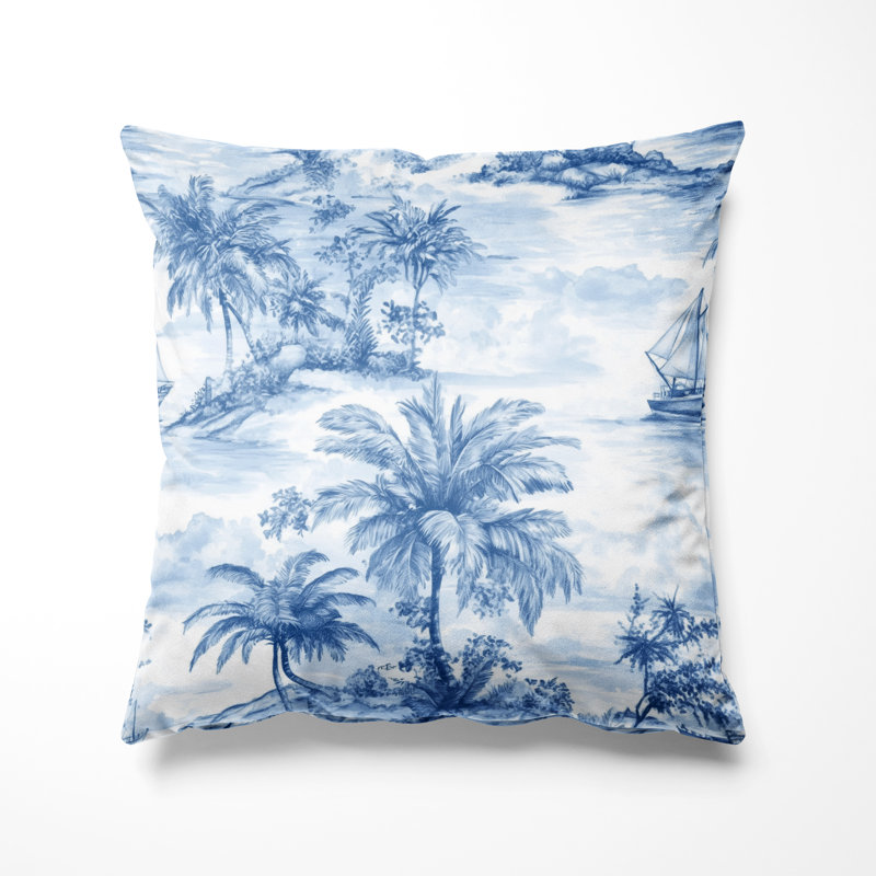 Coussin décoratif de plage - Coussin bleu, H 18 po x l 18 po
