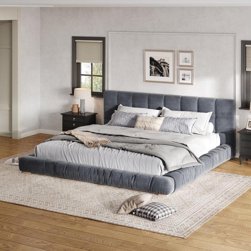 Lit plateforme tapissier Sammy, Queen, Grey