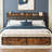 Brown And Gray California King Size Bed, 4 Drawers, Charging Headboard, Stable And Quiet, Spring-free, Easy To Install.