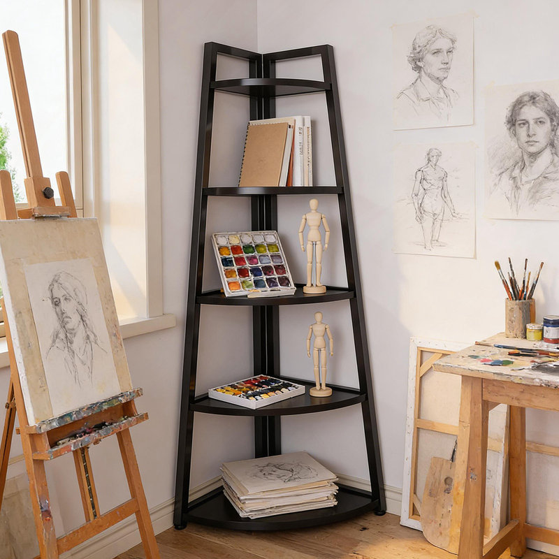 Tablette de présentation haute échelle, petite tablette de rangement, bibliothèque à 5 niveaux, tablette d'angle