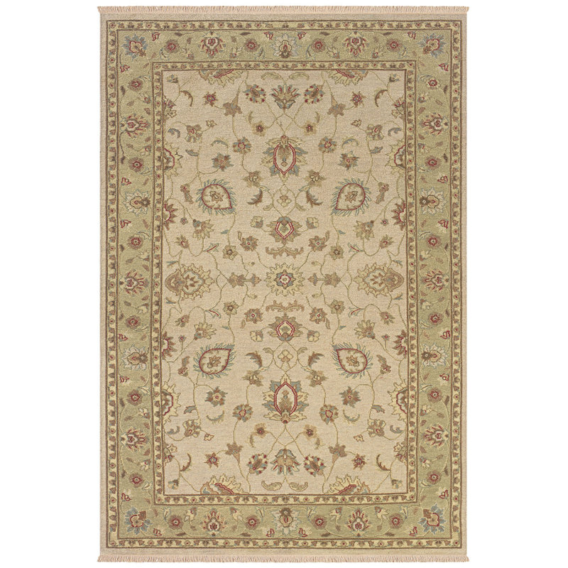 Tapis beige en laine tissé à la main warisaliganj, Rectangle 3 pi 6 po x 5 pi 6 po