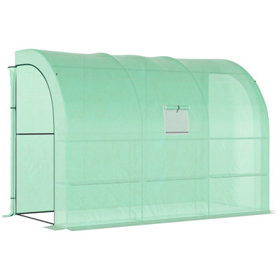 10'X5'x7' Walk-In Greenhouse, Galvanized Steel Construction, 2 Doors & Windows, Pe Cover, 3 Shelves, Quality , Airy Interior