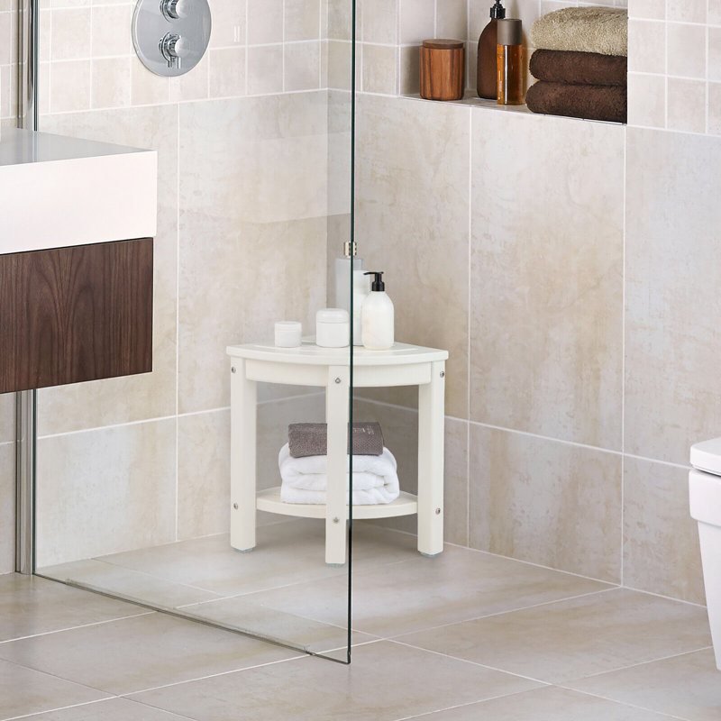 Banc de douche en plastique Madisyn, Blanc crémeux