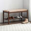 Banc rembourré en bois massif noyer-473370164