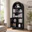 Armoire de rangement autoportante arquée en panneau de fibres à densité moyenne noir
