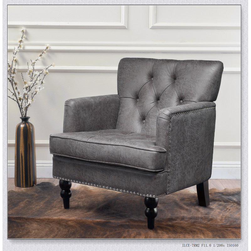 CHAISE CLUB TUFTÉE Structure de base solide simple et moderne avec revêtement épais, Microfibre ardoise